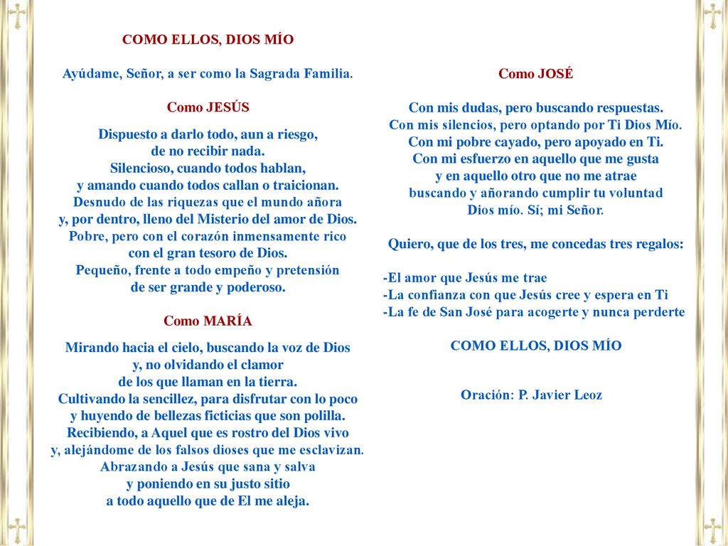 Ayúdame, Señor, a ser como la Sagrada Familia. Como JESÚS
