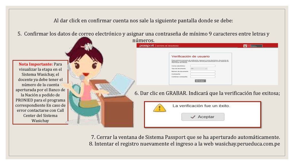 6. Dar clic en GRABAR. Indicará que la verificación fue exitosa;