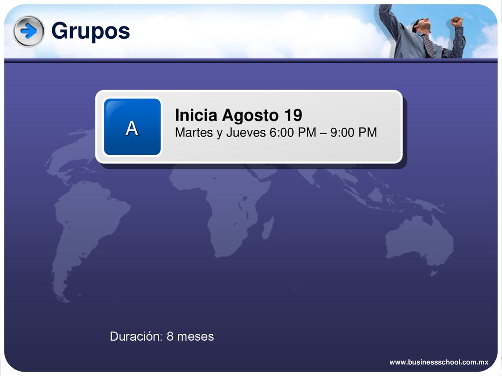 Grupos A Inicia Agosto 19 Martes y Jueves 6:00 PM – 9:00 PM