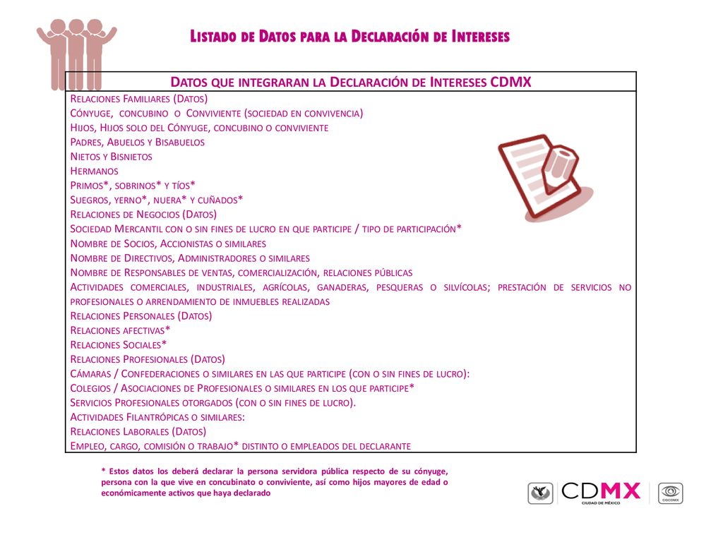 Listado de Datos para la Declaración de Intereses
