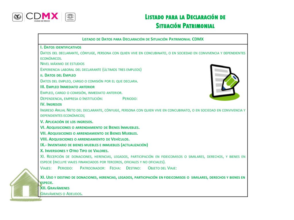 Listado para la Declaración de Situación Patrimonial