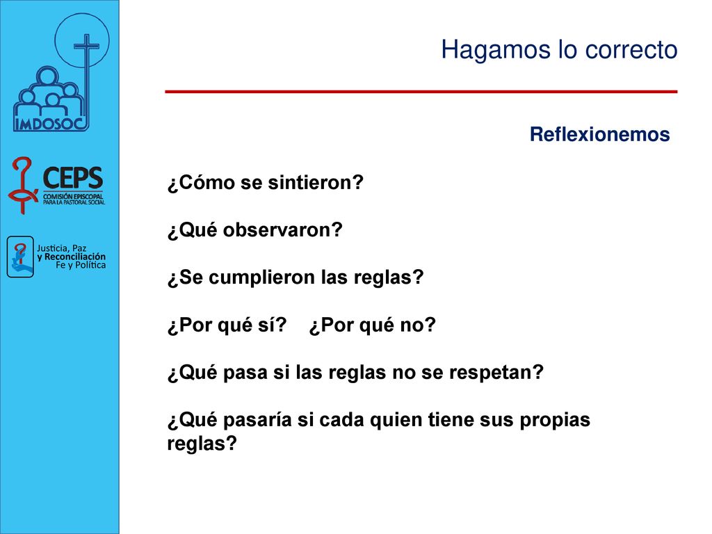 Hagamos lo correcto Reflexionemos ¿Cómo se sintieron ¿Qué observaron