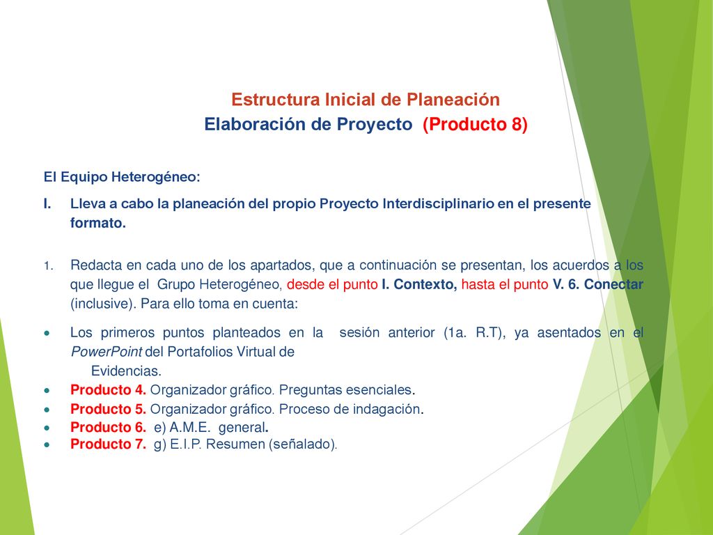 Estructura Inicial de Planeación Elaboración de Proyecto (Producto 8)