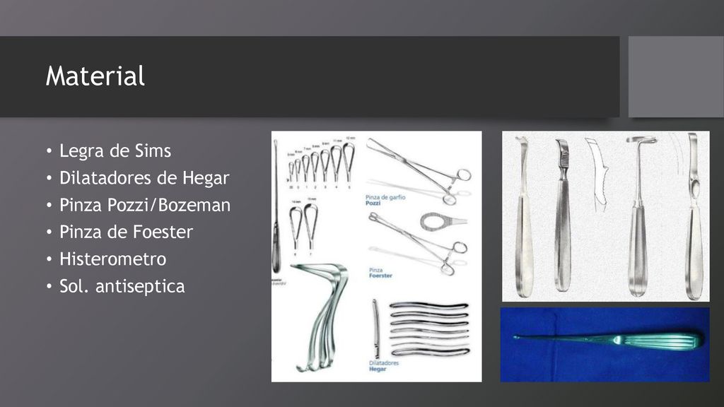 Material Legra de Sims Dilatadores de Hegar Pinza Pozzi/Bozeman