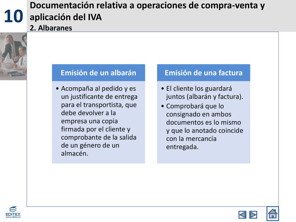 10 Documentación relativa a operaciones de compra-venta y aplicación del IVA 2. Albaranes. Emisión de un albarán.