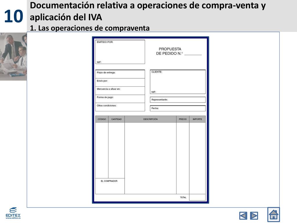 10 Documentación relativa a operaciones de compra-venta y aplicación del IVA 1. Las operaciones de compraventa.