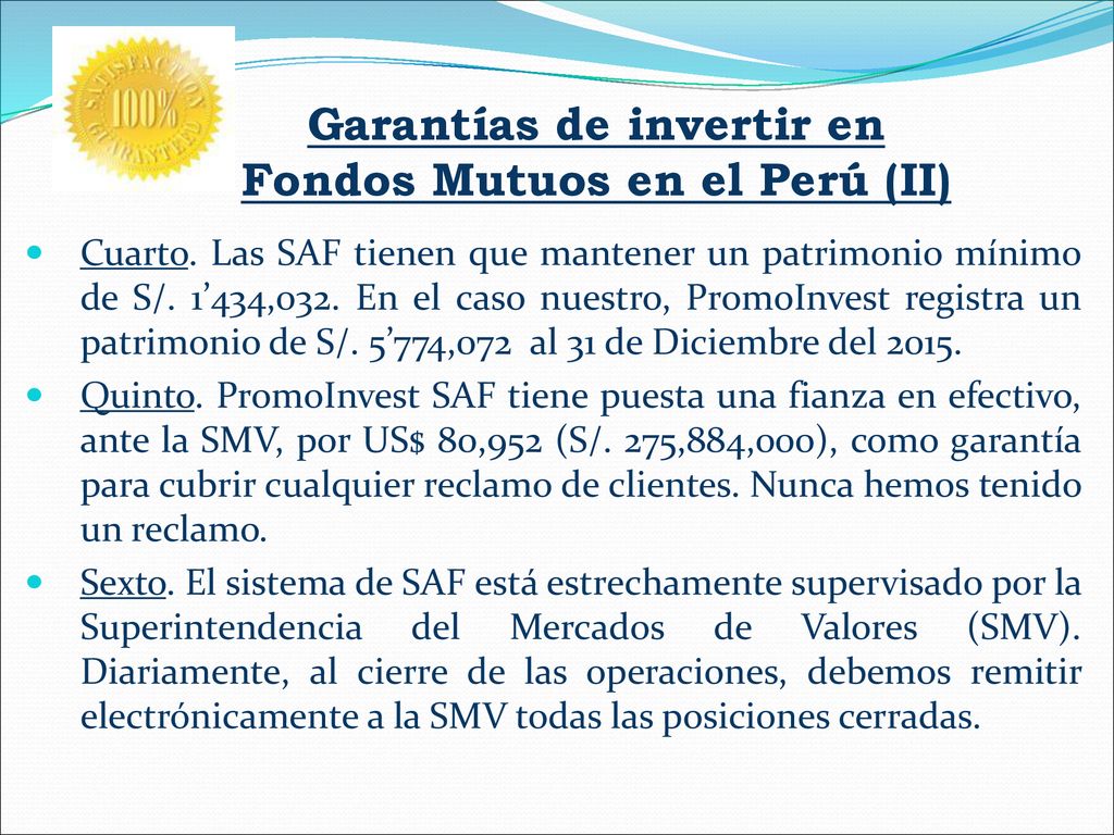 Garantías de invertir en Fondos Mutuos en el Perú (II)