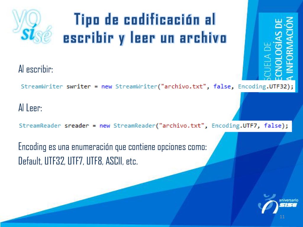 Tipo de codificación al escribir y leer un archivo
