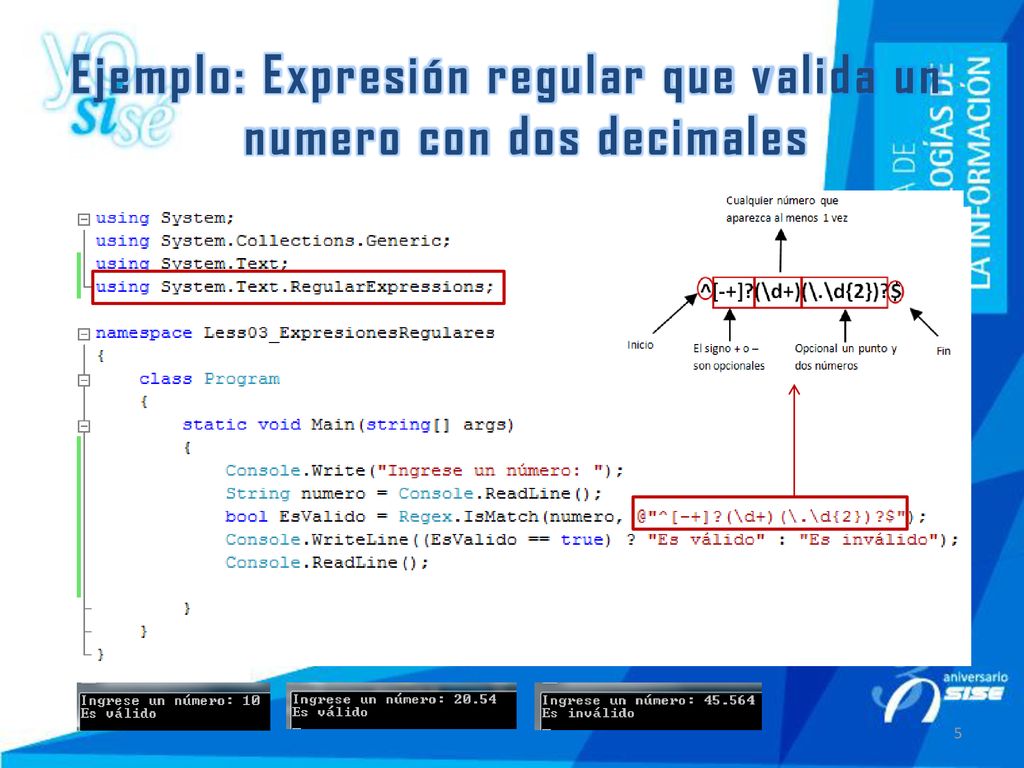Ejemplo: Expresión regular que valida un numero con dos decimales