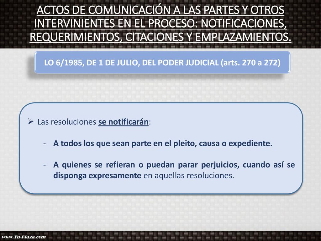 LO 6/1985, DE 1 DE JULIO, DEL PODER JUDICIAL (arts. 270 a 272)
