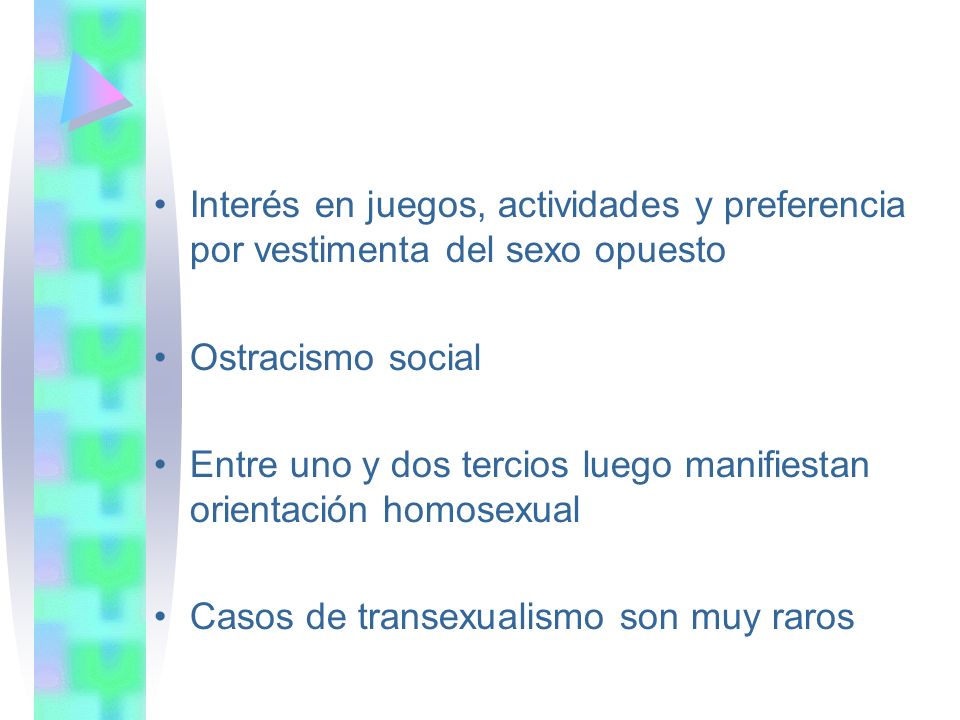 Interés en juegos, actividades y preferencia por vestimenta del sexo opuesto