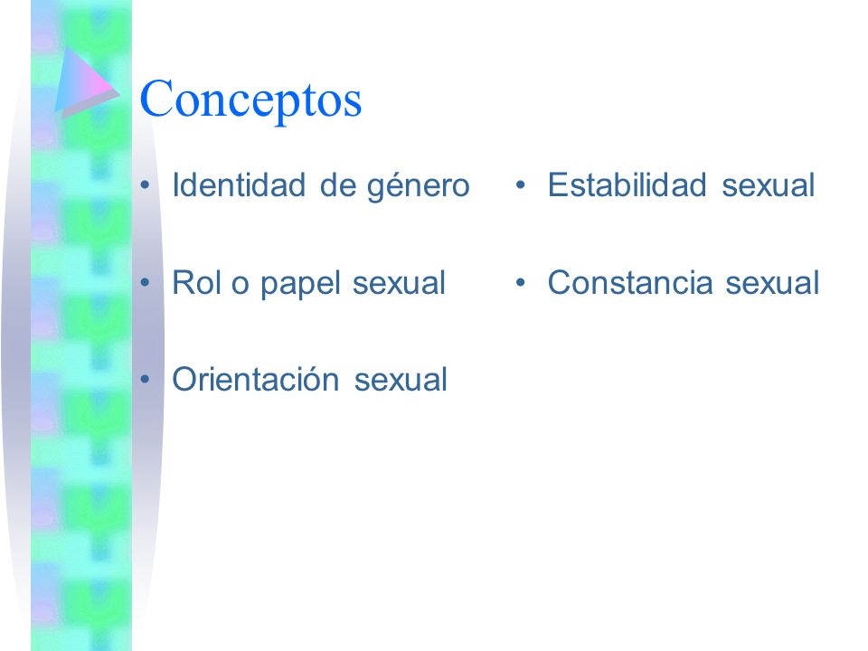 Conceptos Identidad de género Rol o papel sexual Orientación sexual