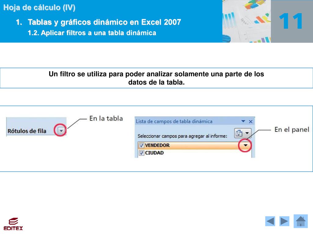 Un filtro se utiliza para poder analizar solamente una parte de los