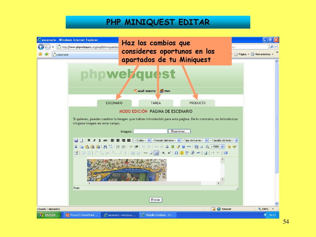 PHP MINIQUEST EDITAR Haz los cambios que consideres oportunos en los apartados de tu Miniquest