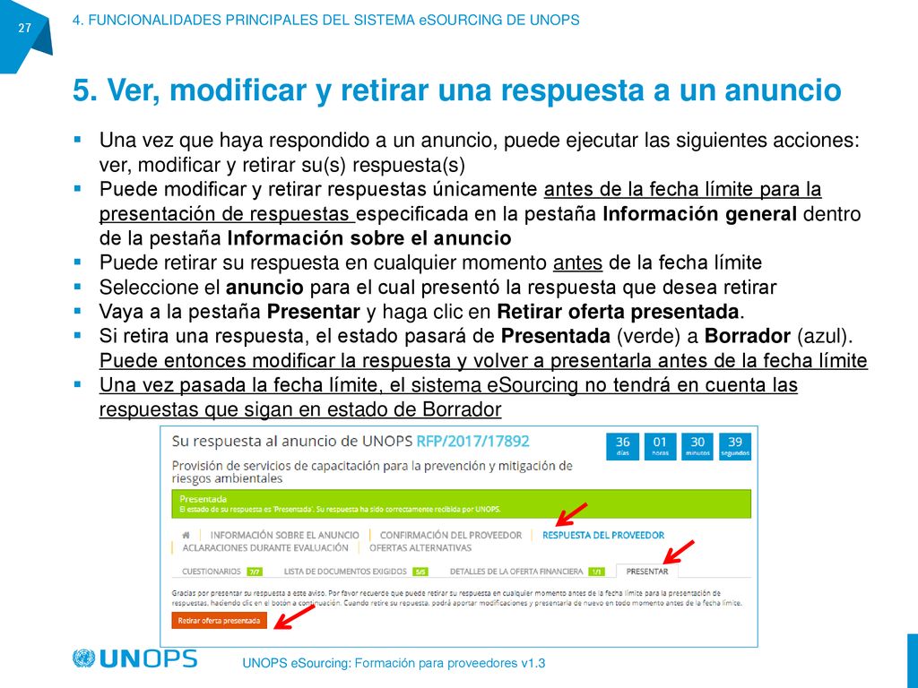 5. Ver, modificar y retirar una respuesta a un anuncio