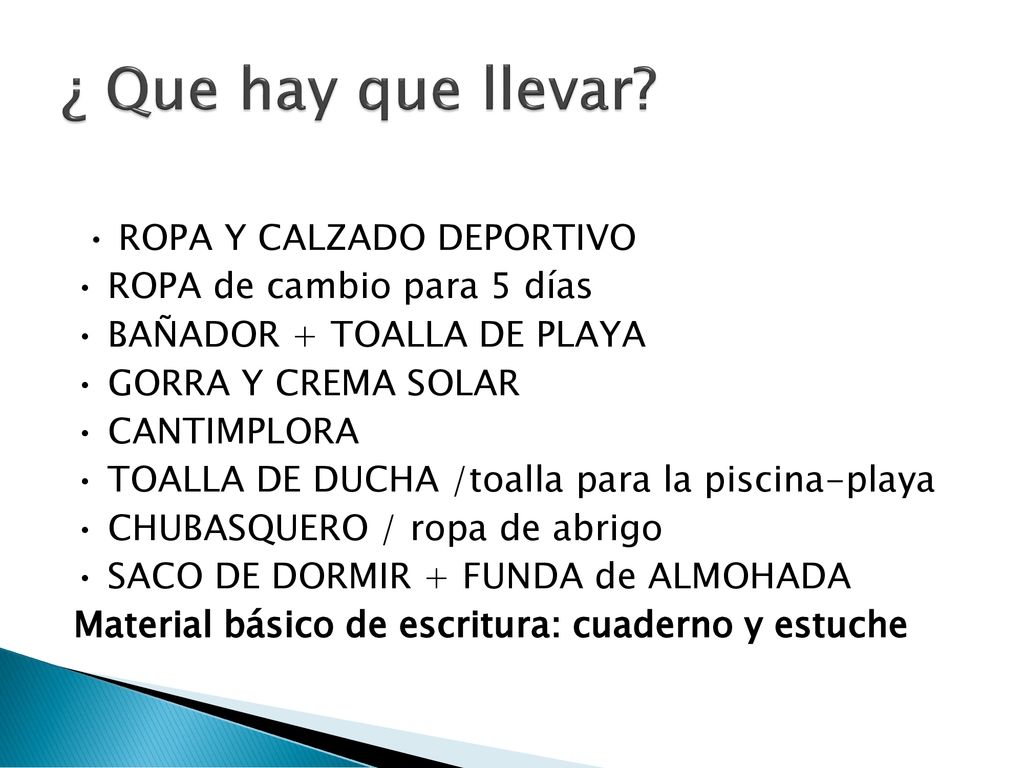 ¿ Que hay que llevar • ROPA Y CALZADO DEPORTIVO
