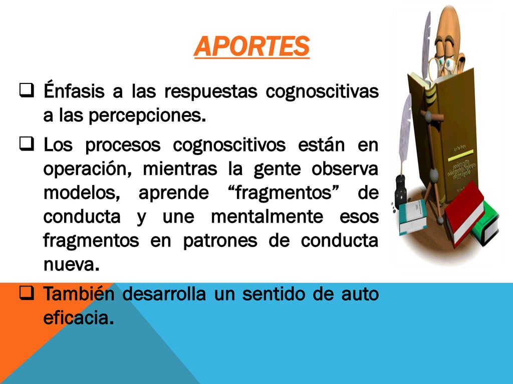 Aportes Énfasis a las respuestas cognoscitivas a las percepciones.