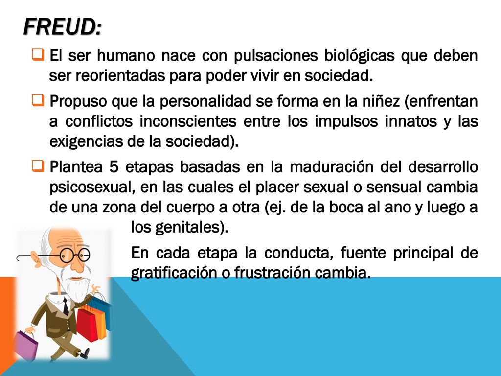 Freud: El ser humano nace con pulsaciones biológicas que deben ser reorientadas para poder vivir en sociedad.