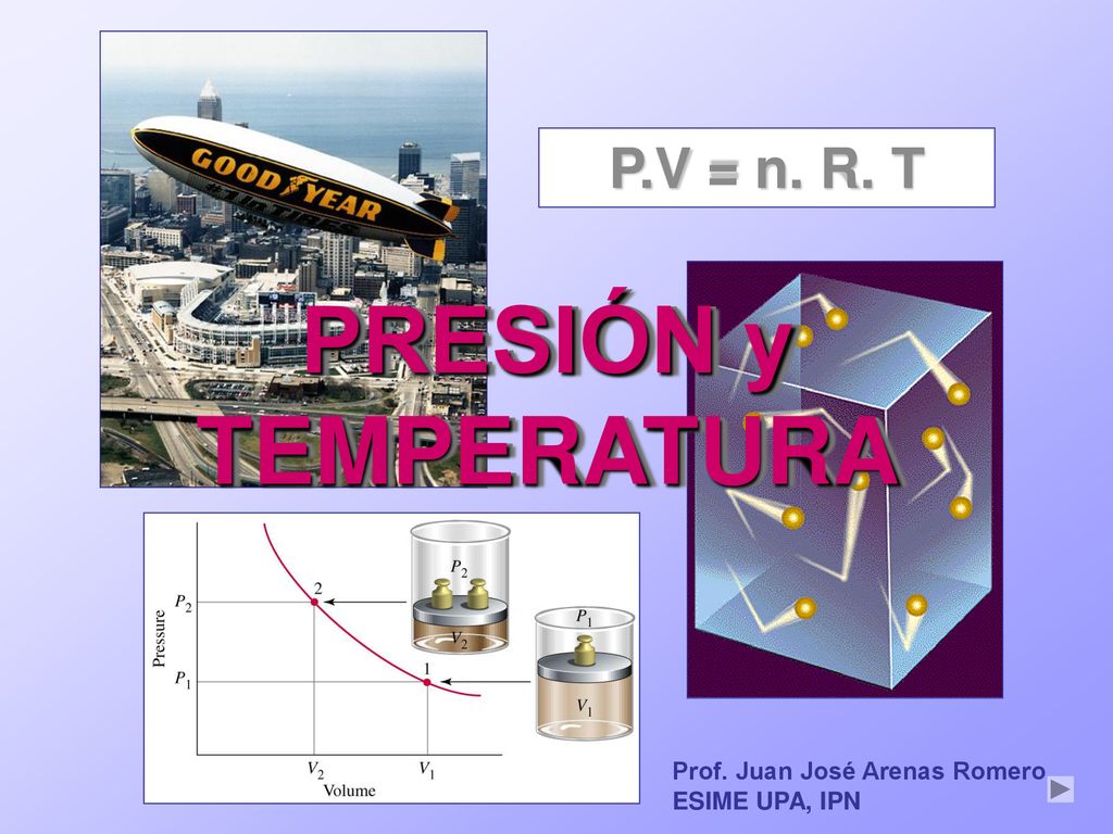 PRESIÓN y TEMPERATURA P.V = n. R. T Prof. Juan José Arenas Romero