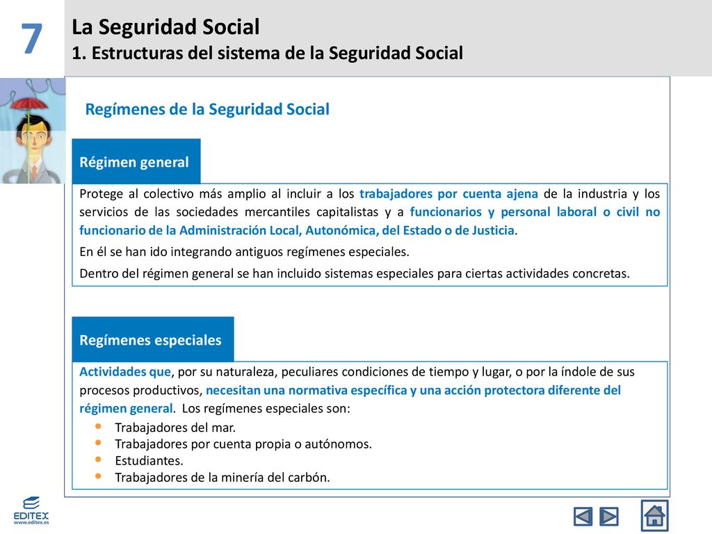 7 La Seguridad Social. 1. Estructuras del sistema de la Seguridad Social. Regímenes de la Seguridad Social.