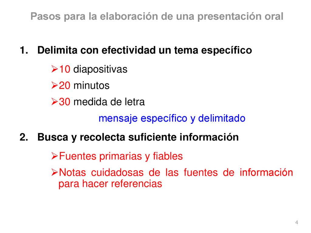 Pasos para la elaboración de una presentación oral