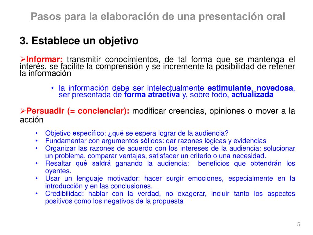 Pasos para la elaboración de una presentación oral