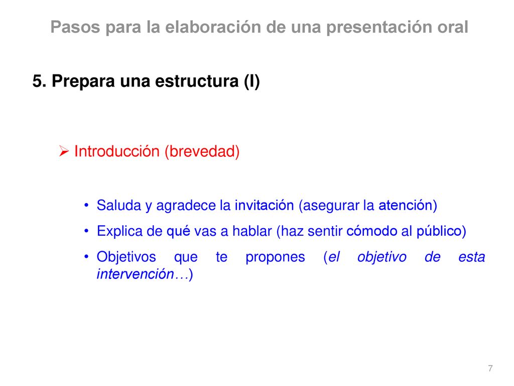 Pasos para la elaboración de una presentación oral