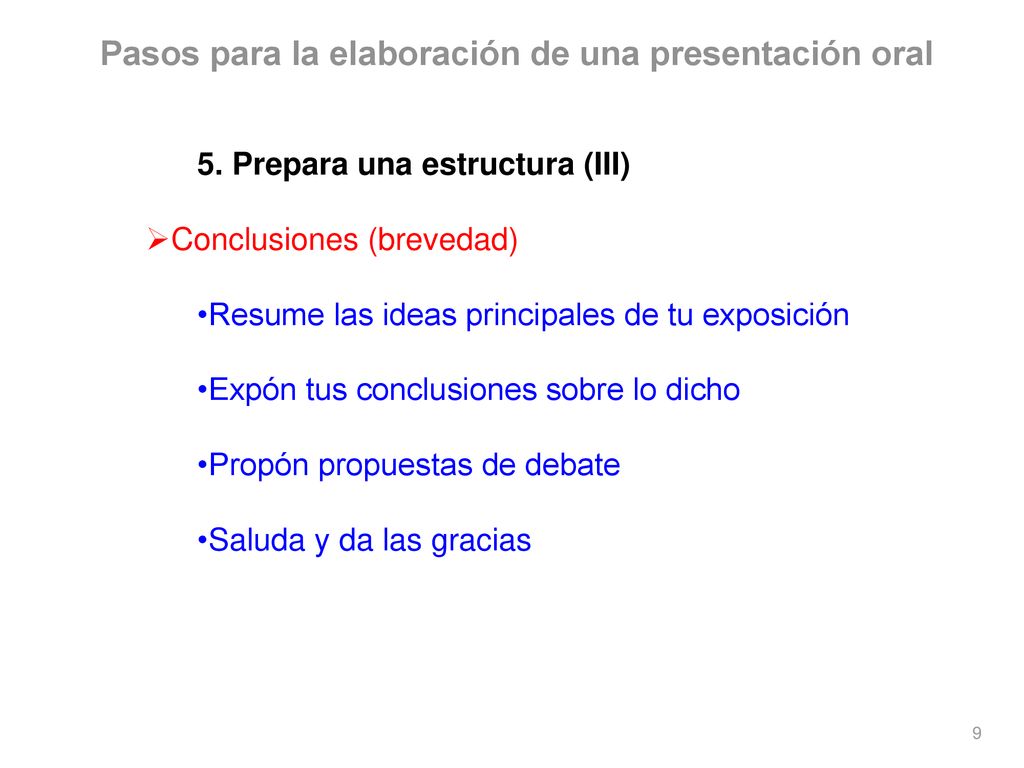 Pasos para la elaboración de una presentación oral