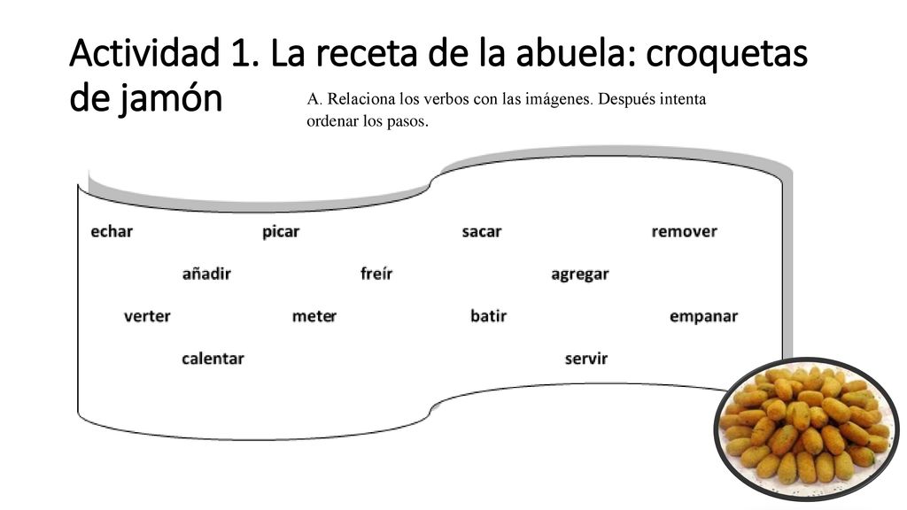 Actividad 1. La receta de la abuela: croquetas de jamón