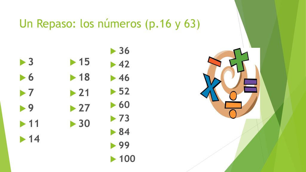 Un Repaso: los números (p.16 y 63)