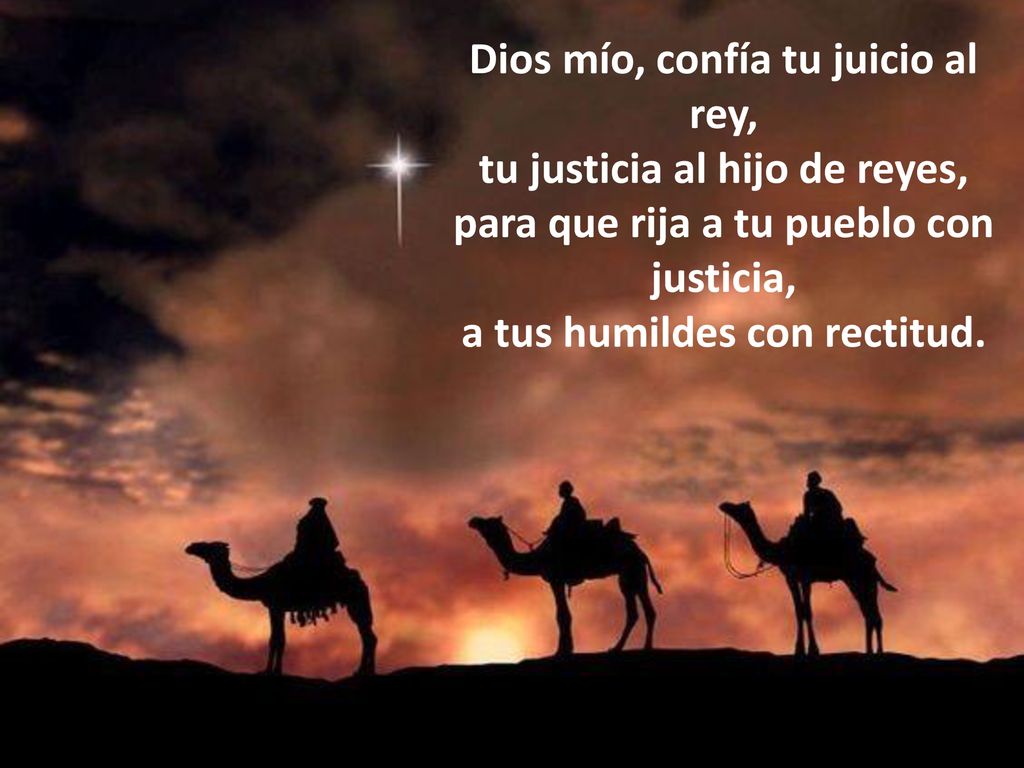 Dios mío, confía tu juicio al rey, tu justicia al hijo de reyes, para que rija a tu pueblo con justicia, a tus humildes con rectitud.