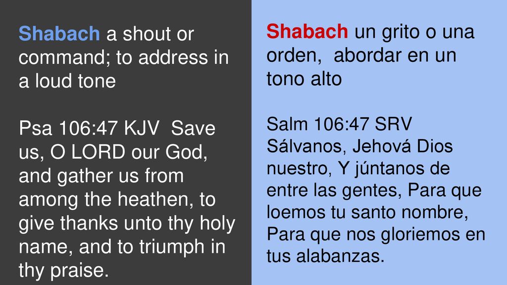 Shabach un grito o una orden, abordar en un tono alto