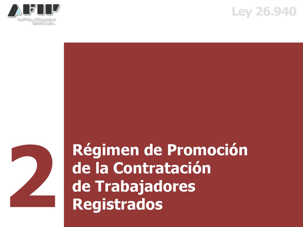 2 Régimen de Promoción de la Contratación de Trabajadores Registrados