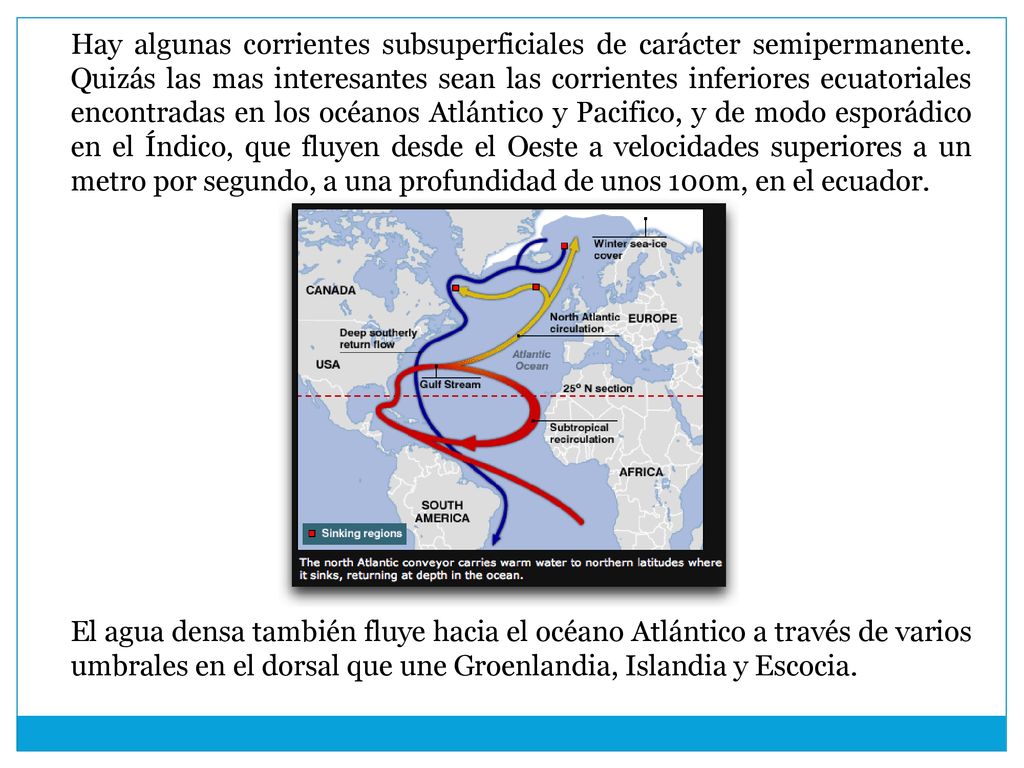 Hay algunas corrientes subsuperficiales de carácter semipermanente