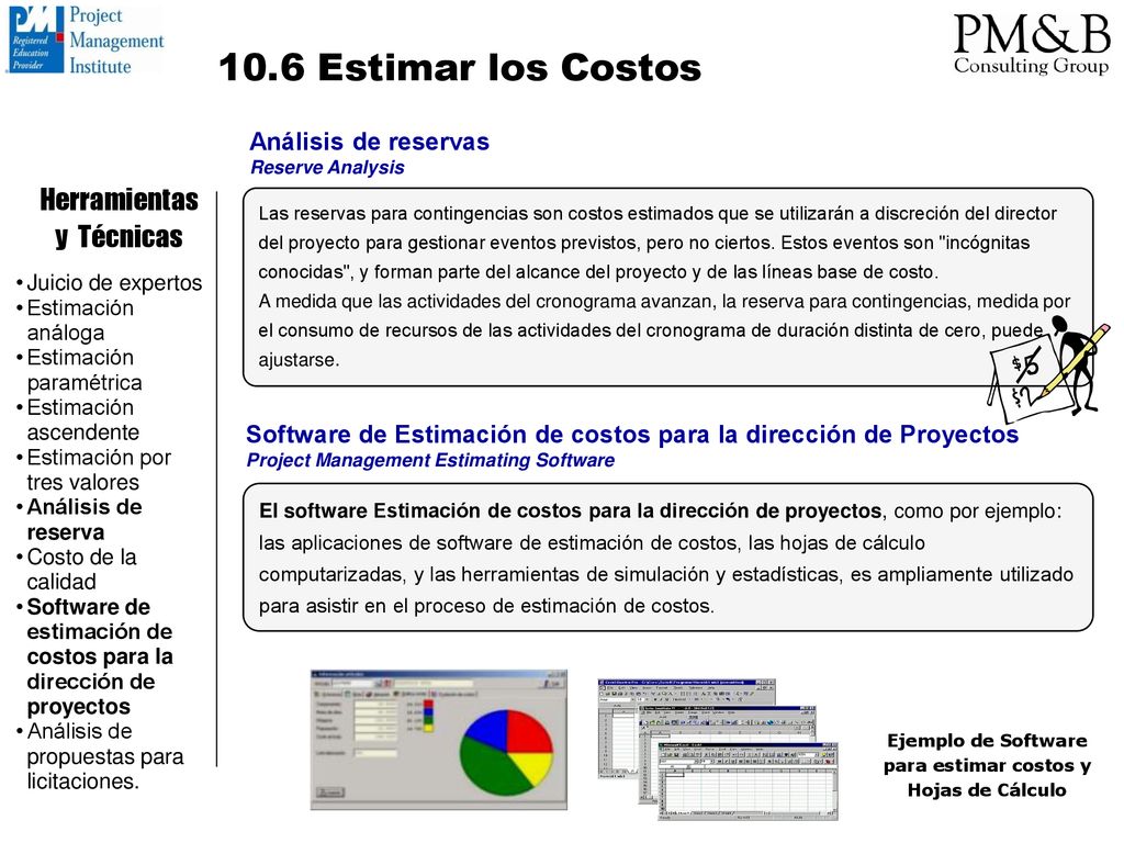 Ejemplo de Software para estimar costos y Hojas de Cálculo