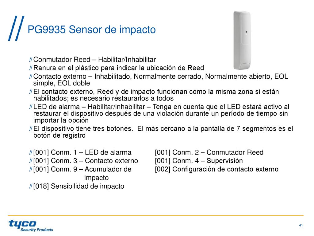 PG9935 Sensor de impacto Conmutador Reed – Habilitar/Inhabilitar