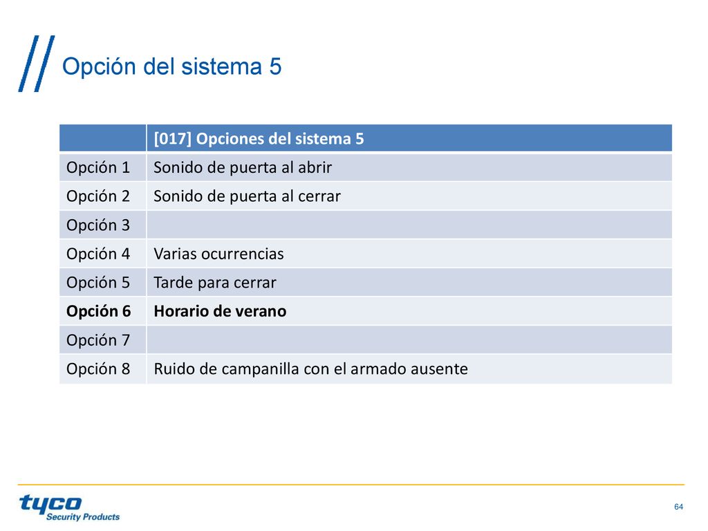 Opción del sistema 5 [017] Opciones del sistema 5 Opción 1