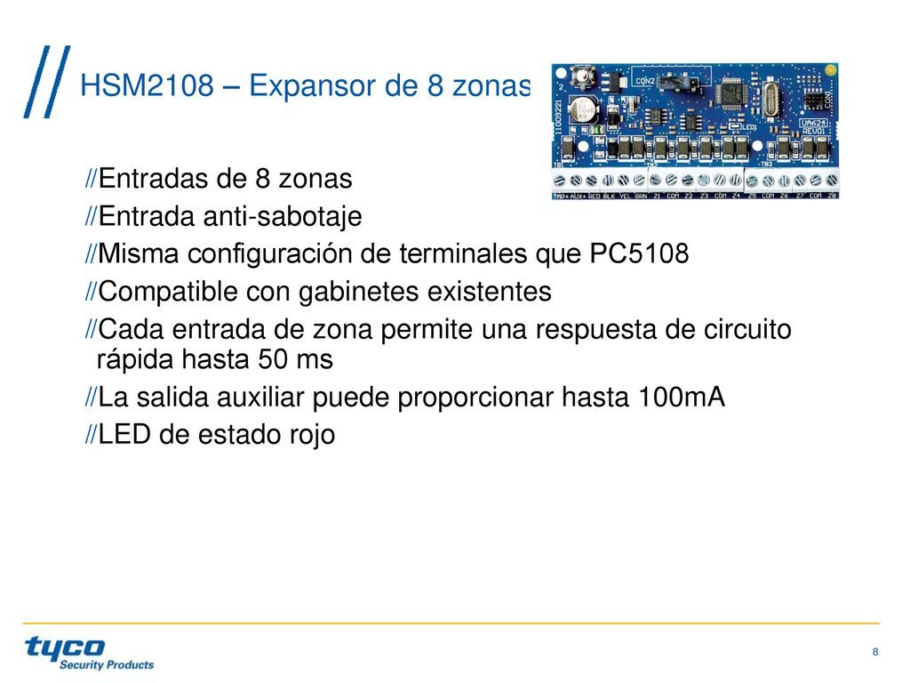 HSM2108 – Expansor de 8 zonas Entradas de 8 zonas