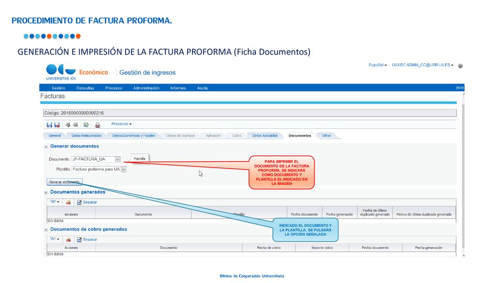 INDICADO EL DOCUMENTO Y LA PLANTILLA, SE PULSARÁ LA OPCIÓN SEÑALADA