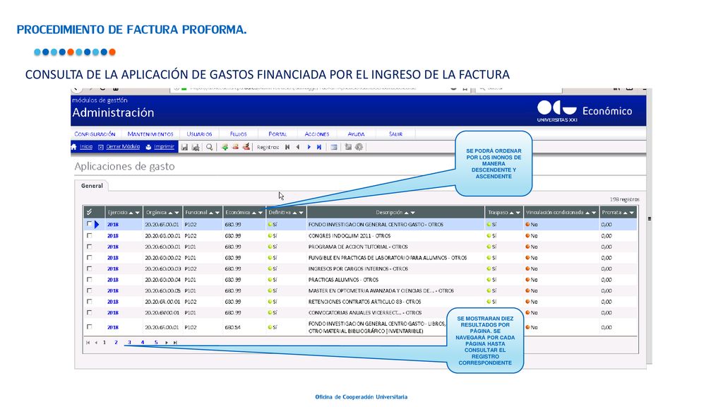 SE PODRÁ ORDENAR POR LOS INONOS DE MANERA DESCENDENTE Y ASCENDENTE