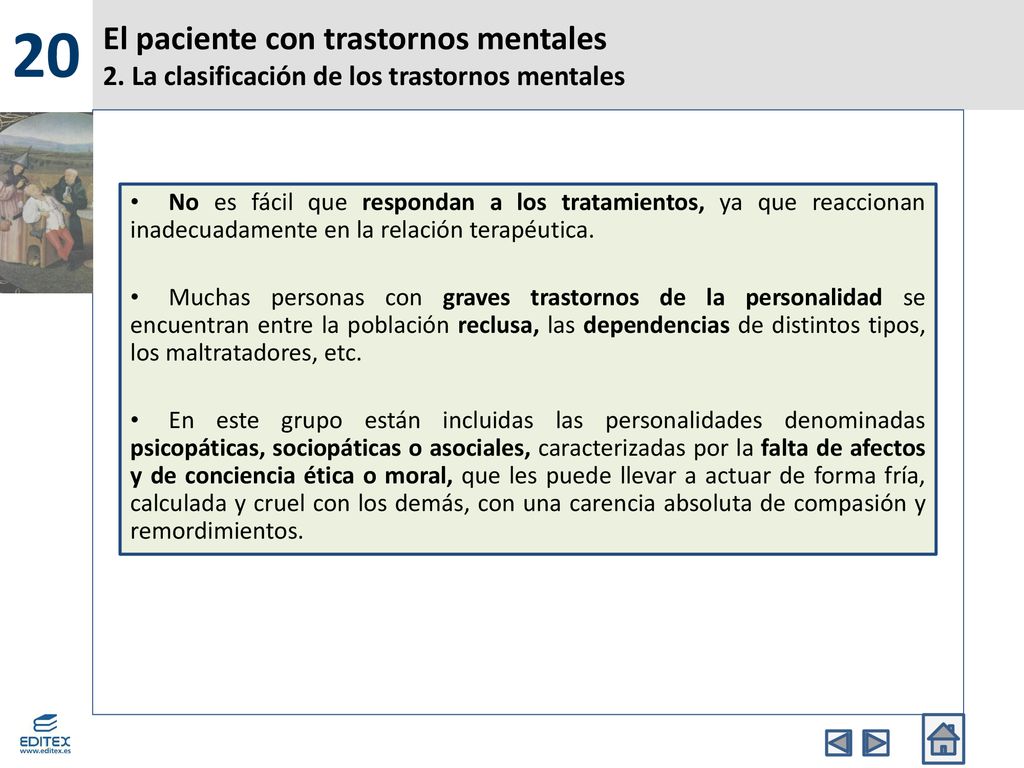20 El paciente con trastornos mentales 2. La clasificación de los trastornos mentales.