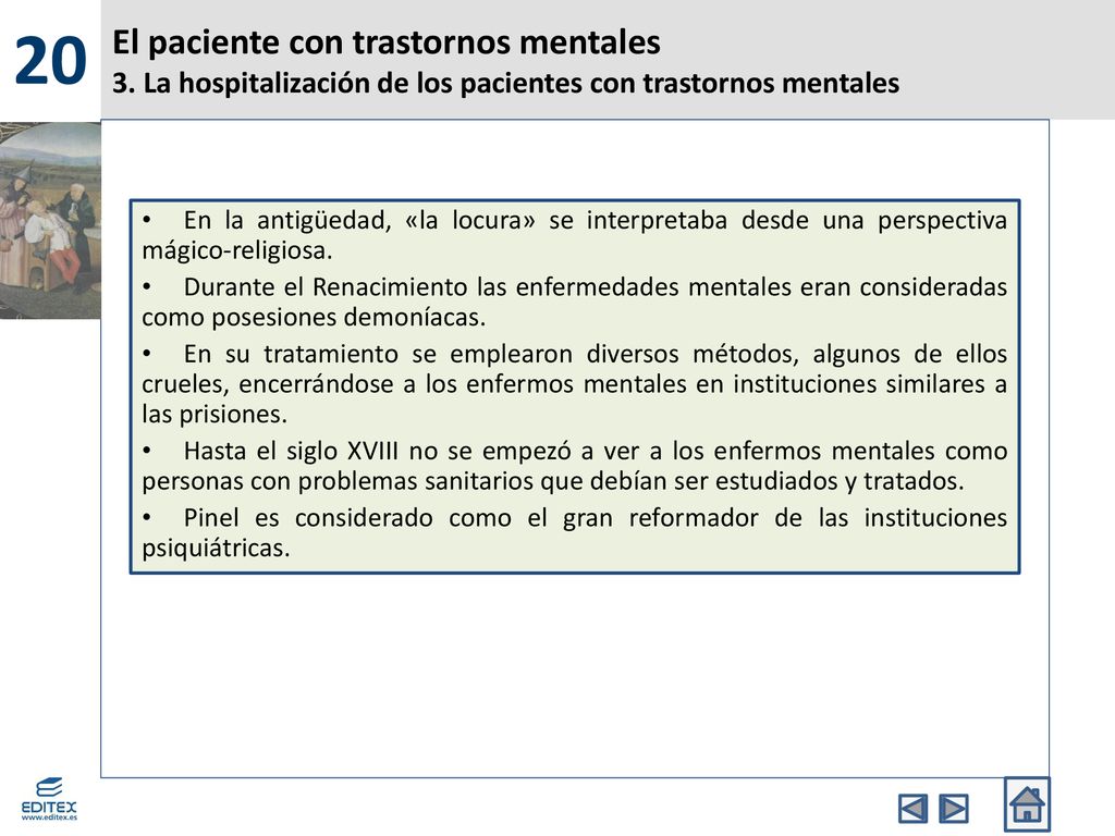20 El paciente con trastornos mentales 3. La hospitalización de los pacientes con trastornos mentales.