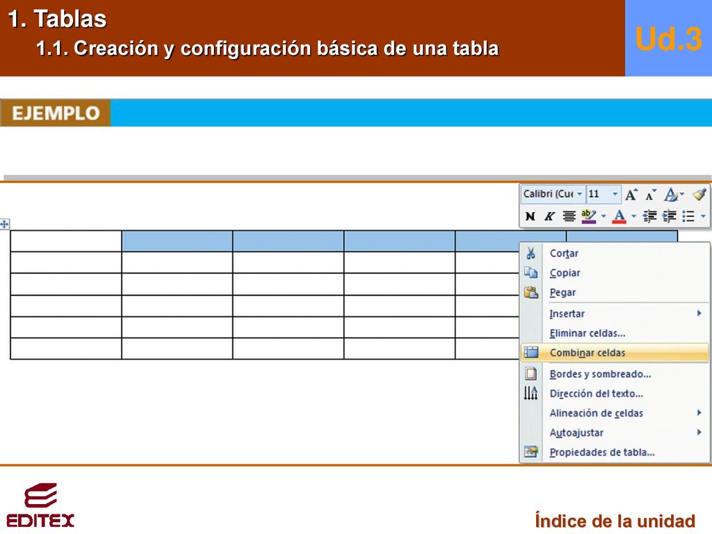 Ud.3 1. Tablas 1.1. Creación y configuración básica de una tabla