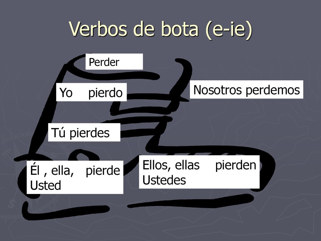 Verbos de bota (e-ie) Nosotros perdemos Yo pierdo Tú pierdes