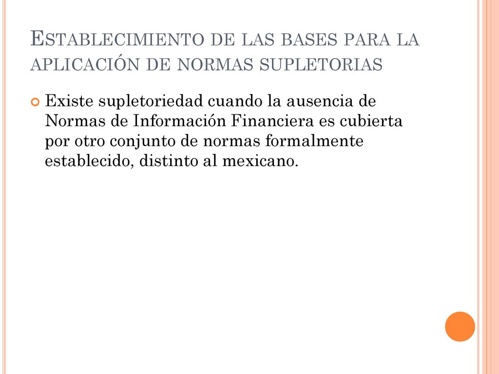 Establecimiento de las bases para la aplicación de normas supletorias