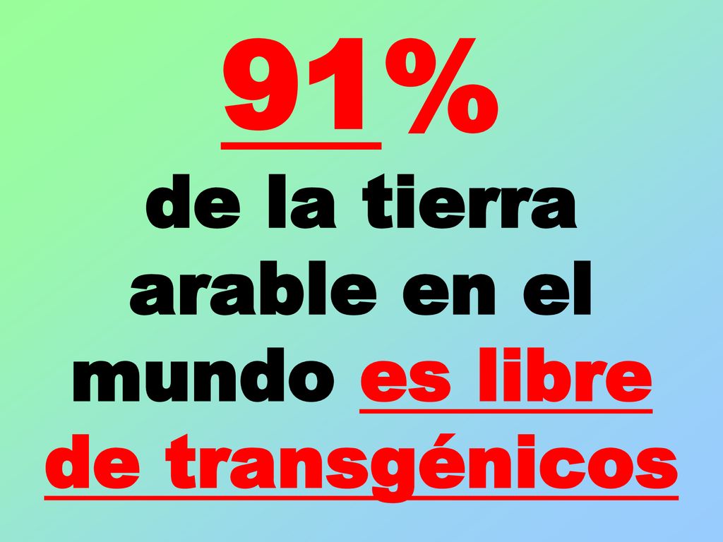 91% de la tierra arable en el mundo es libre de transgénicos