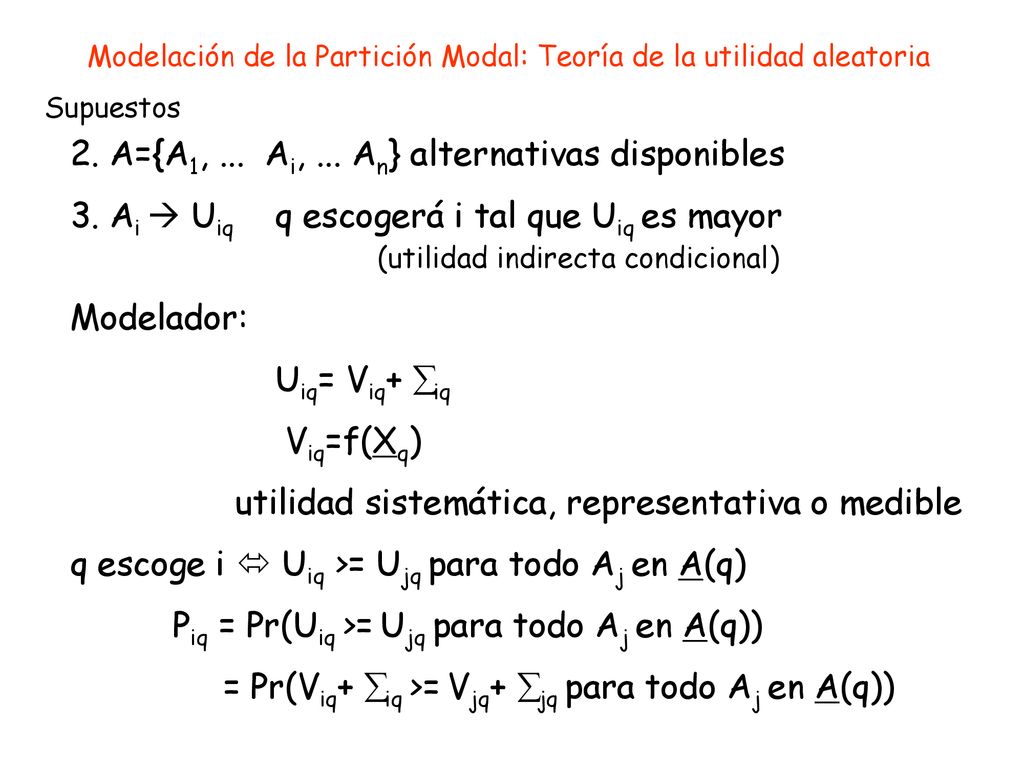 Modelación de la Partición Modal: Teoría de la utilidad aleatoria