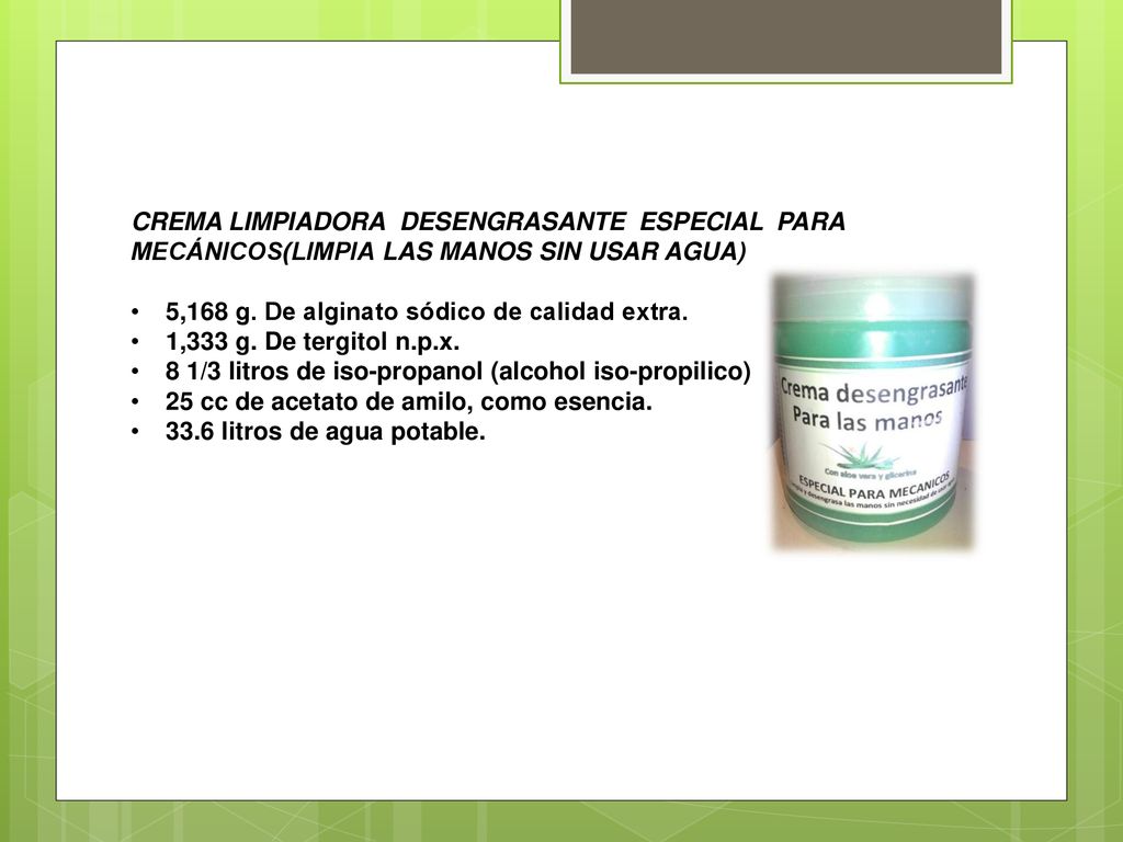 CREMA LIMPIADORA DESENGRASANTE ESPECIAL PARA MECÁNICOS(LIMPIA LAS MANOS SIN USAR AGUA)