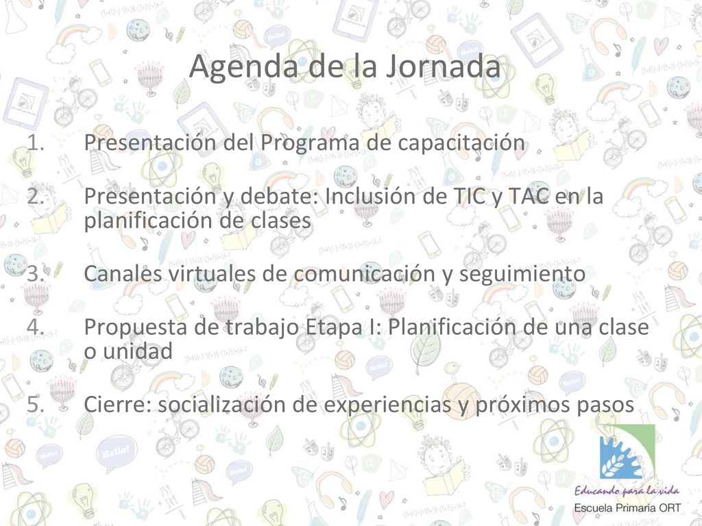 Agenda de la Jornada Presentación del Programa de capacitación