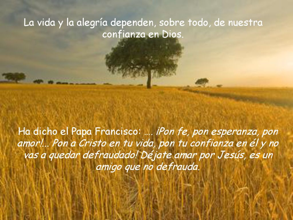 La vida y la alegría dependen, sobre todo, de nuestra confianza en Dios.